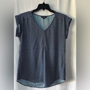 Express Navy & white‎ Striped Women's M cap sleeved top.